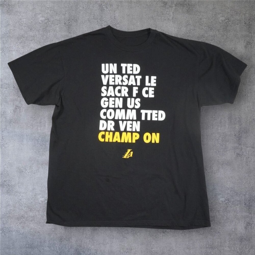 Lakers Champion Opening Night 2018 Tee XL Black LA Basketball Graphic T-Shirt